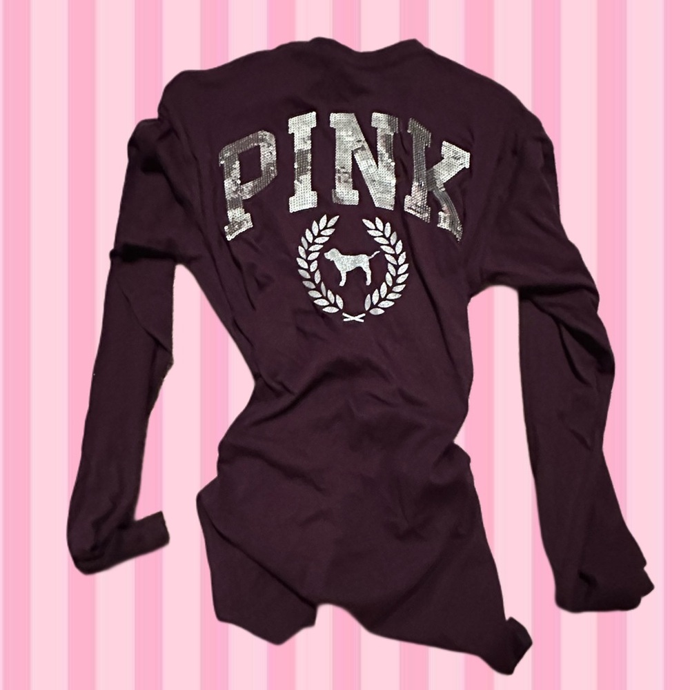 Victoria's Secret Dark Purple Long Sleeve with Silver Logo